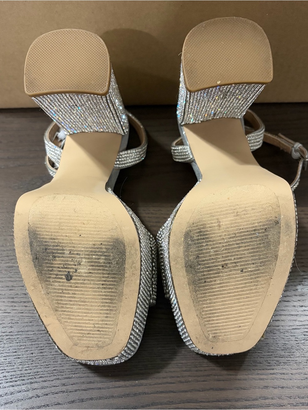 Steve Madden Silver Rhinestone Platform Heels Size 6M - Picture 6 of 9